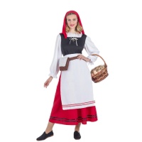 Disfraz de pastora con pañuelo rojo para mujer