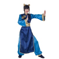 Disfraz de chino oriental azul para mujer