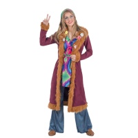 Disfraz de hippie con abrigo para mujer