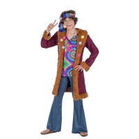 Disfraz de hippie con abrigo para hombre