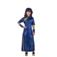 Disfraz de china con estampado azul para niña
