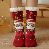 Calcetines de Papá Noel con borreguito - talla 36-42 - 1 par