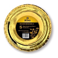 Platos de 25 cm de cartón metalizados - 5 unidades