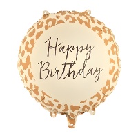 Globo de Happy Birthday estampado leopardo de 35 cm