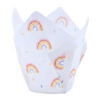 Cápsulas tulipán de papel para muffins de arcoíris - PME - 24 unidades