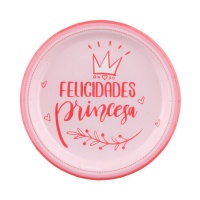 Platos de Felicidades Princesa de 18 cm - 8 unidades