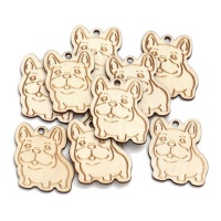 Figuras de madera de Bulldog Frances de 4 cm - 10 unidades