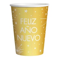 Vaso de Feliz año nuevo dorado de 270 ml - 6 Unidades