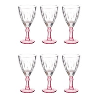 Copa de 275 ml para vino con base color rosa - 6 unidades