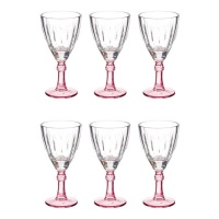 Copa de 275 ml para vino con base color rosa - 6 unidades