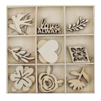 Figuras de madera troquelada de love always - 27 unidades