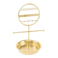 Soporte para joyas dorado con base