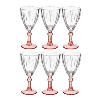 Copa de 275 ml para vino con base color salmón - 6 unidades