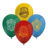 Globos de látex de Harry Potter con escudo de 30 cm - 8 unidades
