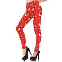 Legging navideño rojo con muñeco de nieve