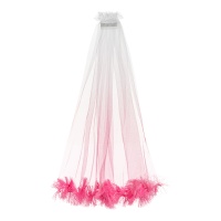 Velo de novia tul blanco y rosa