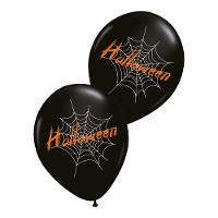 Globos de látex de halloween con telaraña - 6 unidades