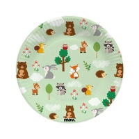 Platos de Animales Woodland de 18 cm - 8 unidades