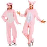 Disfraz de cerdo rosa y blanco para adulto