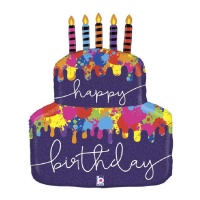 Globo de tarta Happy Birthday con velas de 76 cm - Grabo