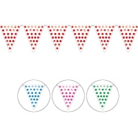 Banderín de plástico blanco con puntos de colores de 5 m