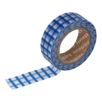 Washi tape de cuadros azul - 10 m