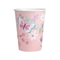 Vasos de 250 ml de Mariposas - 8 unidades