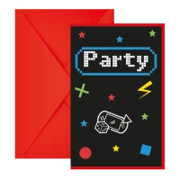 Invitaciones de Videojuegos party gamer - 6 unidades