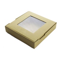 Caja de 17,3 x 17,3 x 3 cm para galletas kraft con ventana