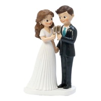 Figura para tarta de boda de brindis con novio moreno de 11,8 x 19,5 cm