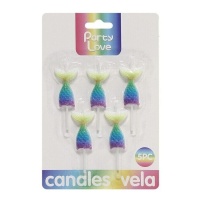 Velas de cola de sirena de 7 cm - 5 unidades