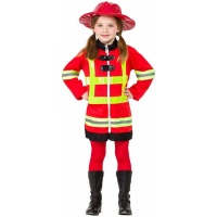 Disfraz de bombero rojo y amarillo para niña