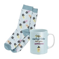 Set regalo taza y calcetines de Profe contigo todo es una aventura