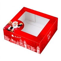 Caja de 30 x 30 x 7,5 cm para tarta decorada de Santa Claus