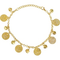 Tobillera de monedas doradas