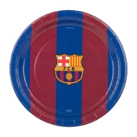 Platos de FC Barcelona de 18 cm con franjas blaugranas - 8 unidades