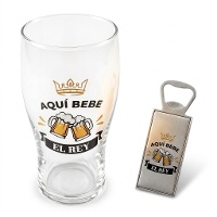 Vaso de 435 ml y abridor de EL rey - 2 piezas