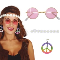 Set de hippie con cinta, pendientes y gafas