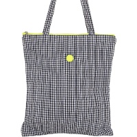 Bolsa de tela Vichy con cremallera flúor