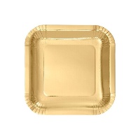 Platos de 18 cm de cartón metalizados cuadrados - 12 unidades