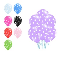 Globos de látex con puntos blancos de 30 cm - PartyDeco - 6 unidades