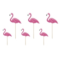 Picks de flamencos hawaianos - 6 unidades