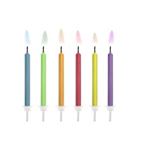 Velas con llamas de colores surtidos de 6 cm- 6 unidades
