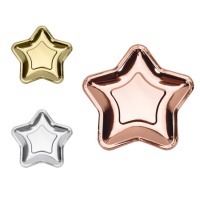 Platos de 18 cm de estrella metalizados - 6 unidades