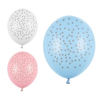 Globos de látex pastel con topos dorados de 30 cm - PartyDeco - 6 unidades