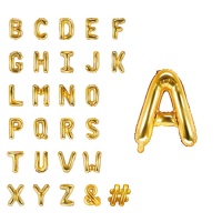 Globo de letra dorada de 35 cm - PartyDeco