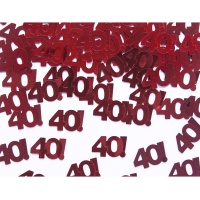 Confetti de cumpleaños 40 rojo de 15 gr
