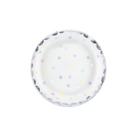 Platos blancos con estrellas de colores 18 cm - 6 unidades