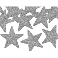 Estrellas decorativas con purpurina plateadas - 8 unidades