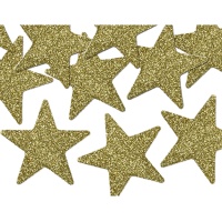 Estrellas decorativas con purpurina doradas - 8 unidades
